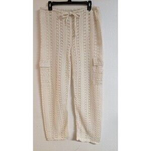Women's Blanco Cargo Crochet Cream Pants Swimcover Beach Vacation Small